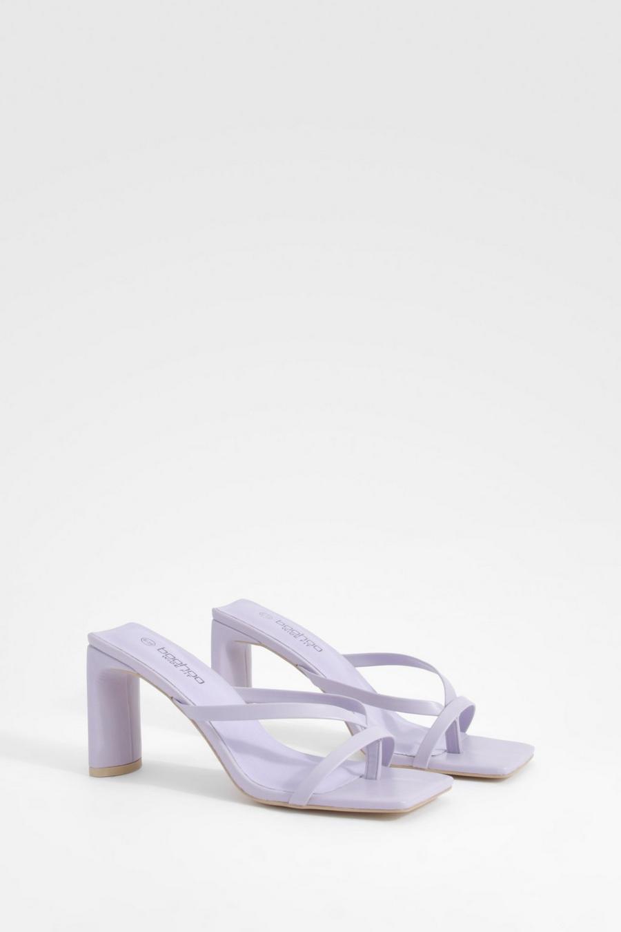 Lilac Wide Fit Toe Post Heeled Mules image number 1
