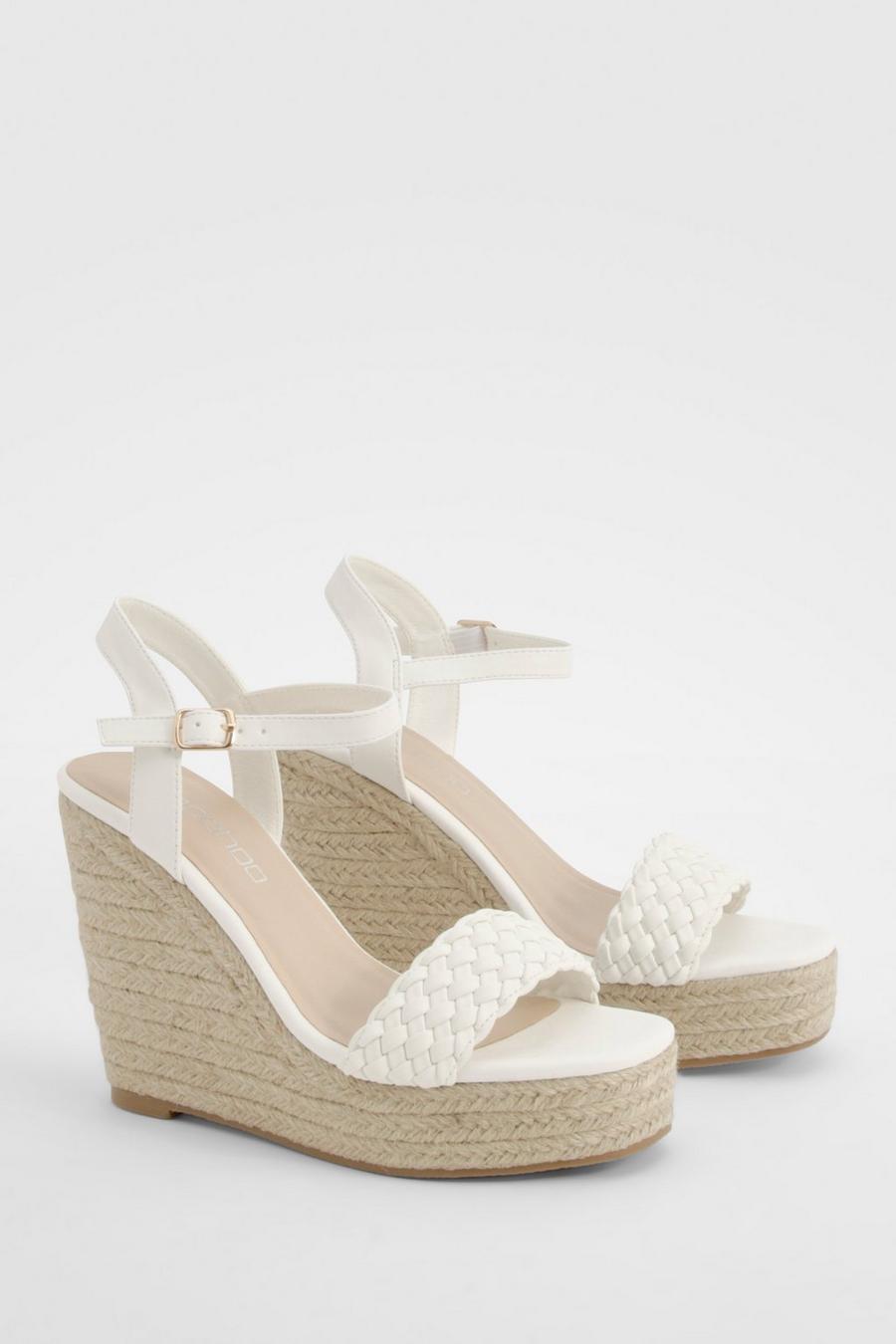 White Woven 2 Part Wedge image number 1
