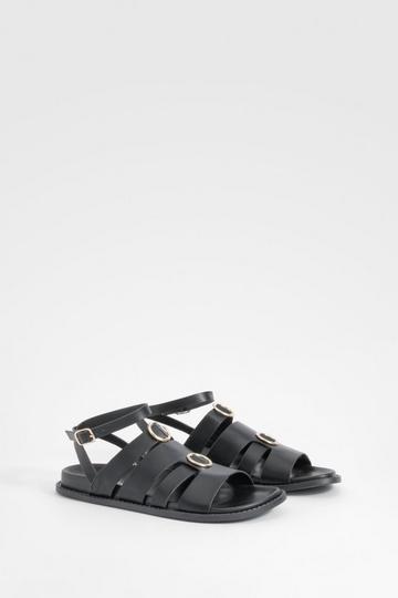 Multi Strap Foot Bed Sandals black