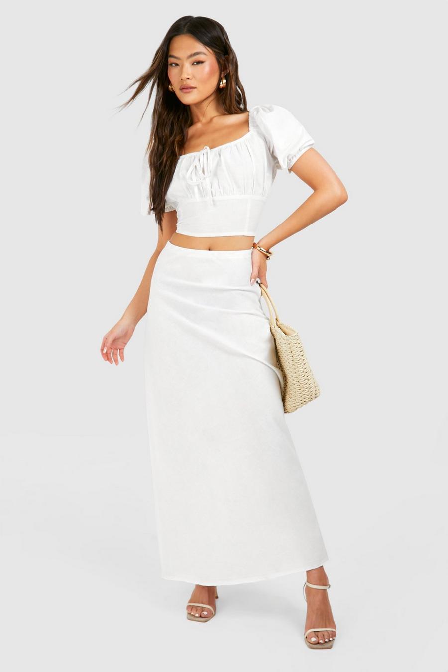White Linen Maxi Skirt image number 1