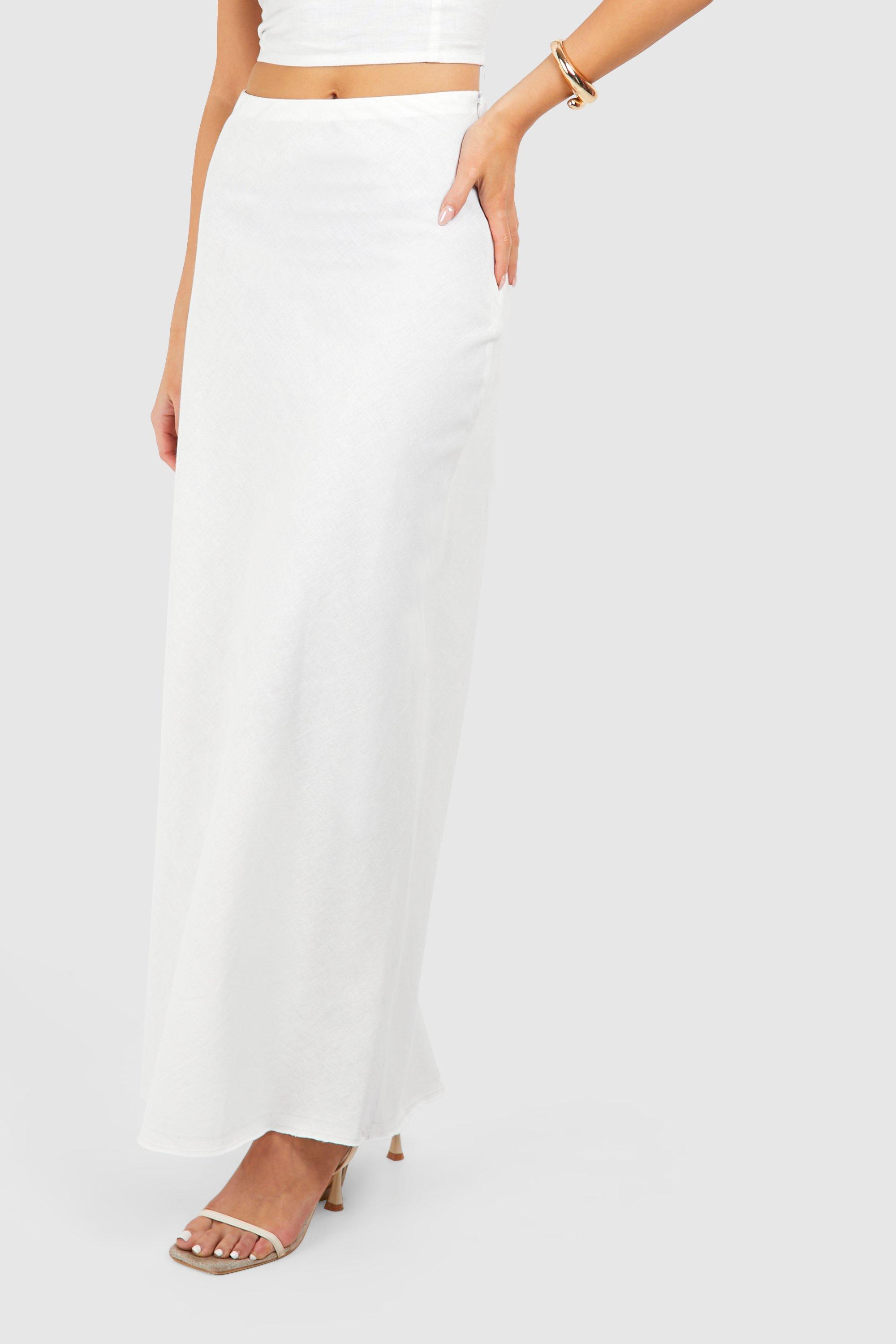 Linen Look Maxi Skirt | boohoo