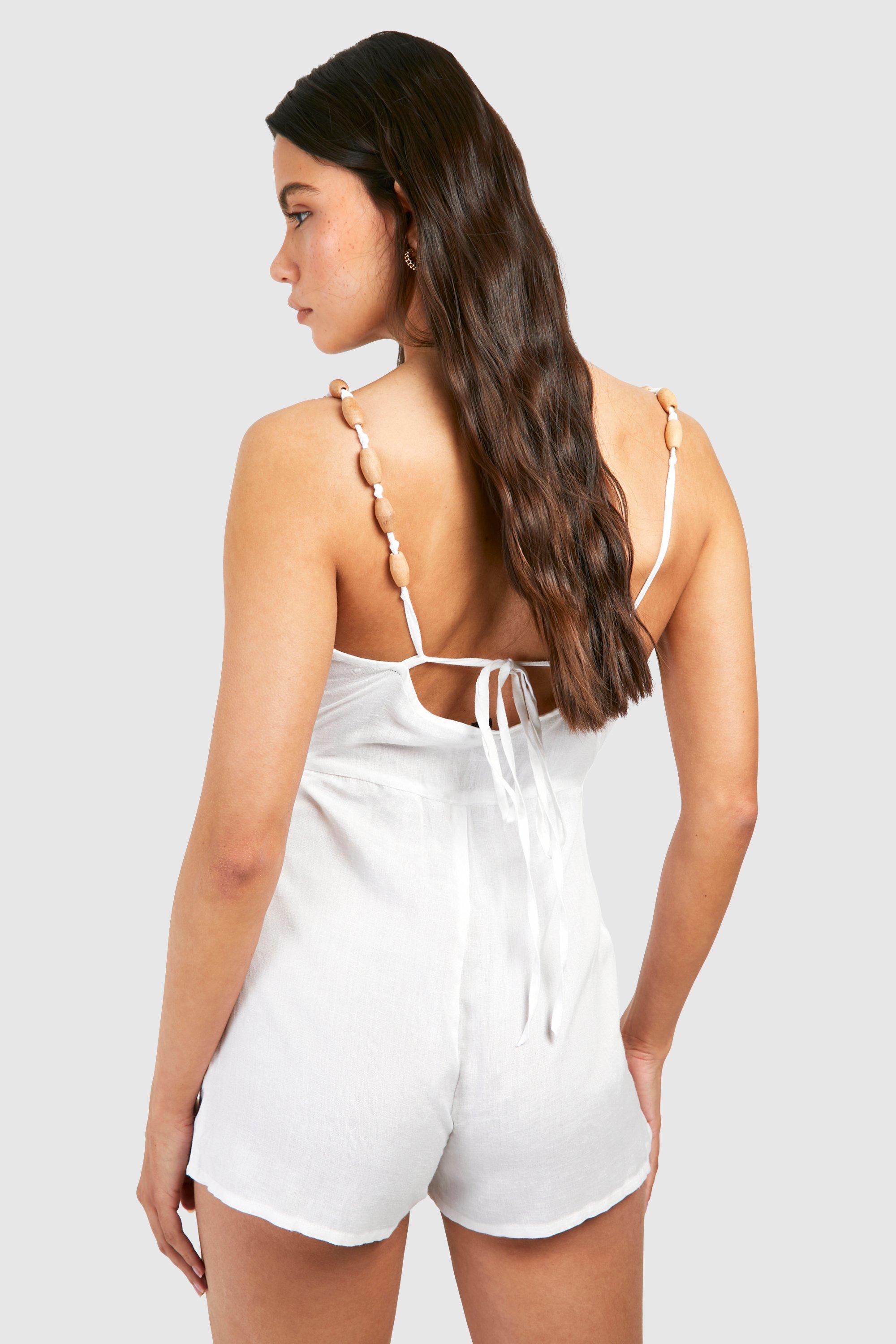 Linen Beaded Romper