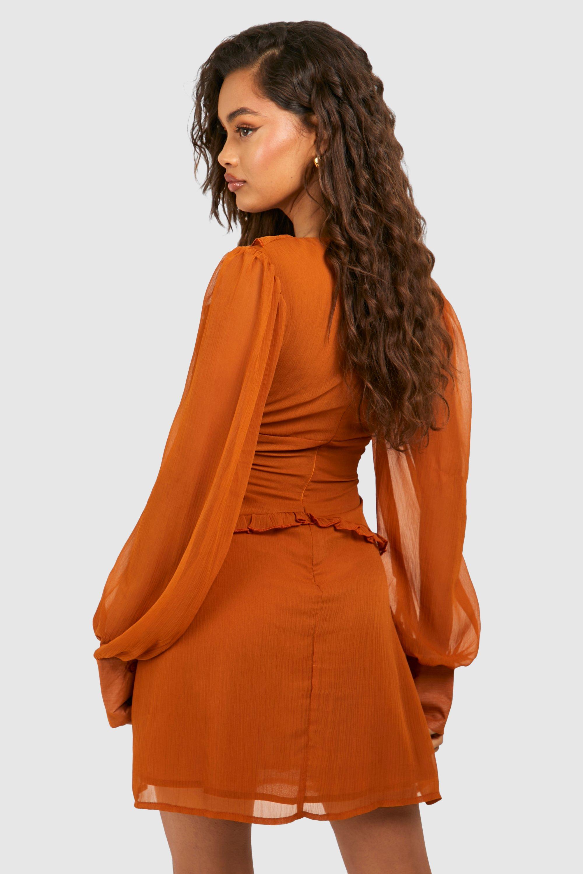 Robe patineuse a volants en mousseline de soie boohoo FR