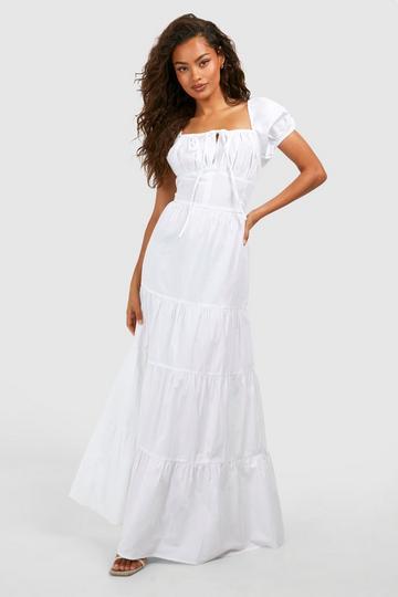 Cotton Poplin Tiered Maxi Dress white