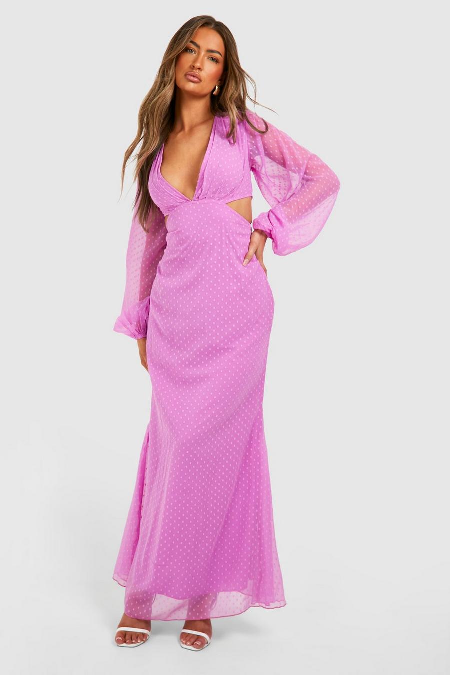Purple Cut Out Dobby Maxi Dress image number 1