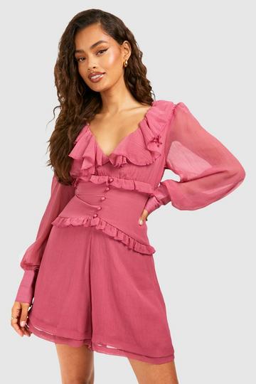 Chiffon Ruffle Playsuit pink