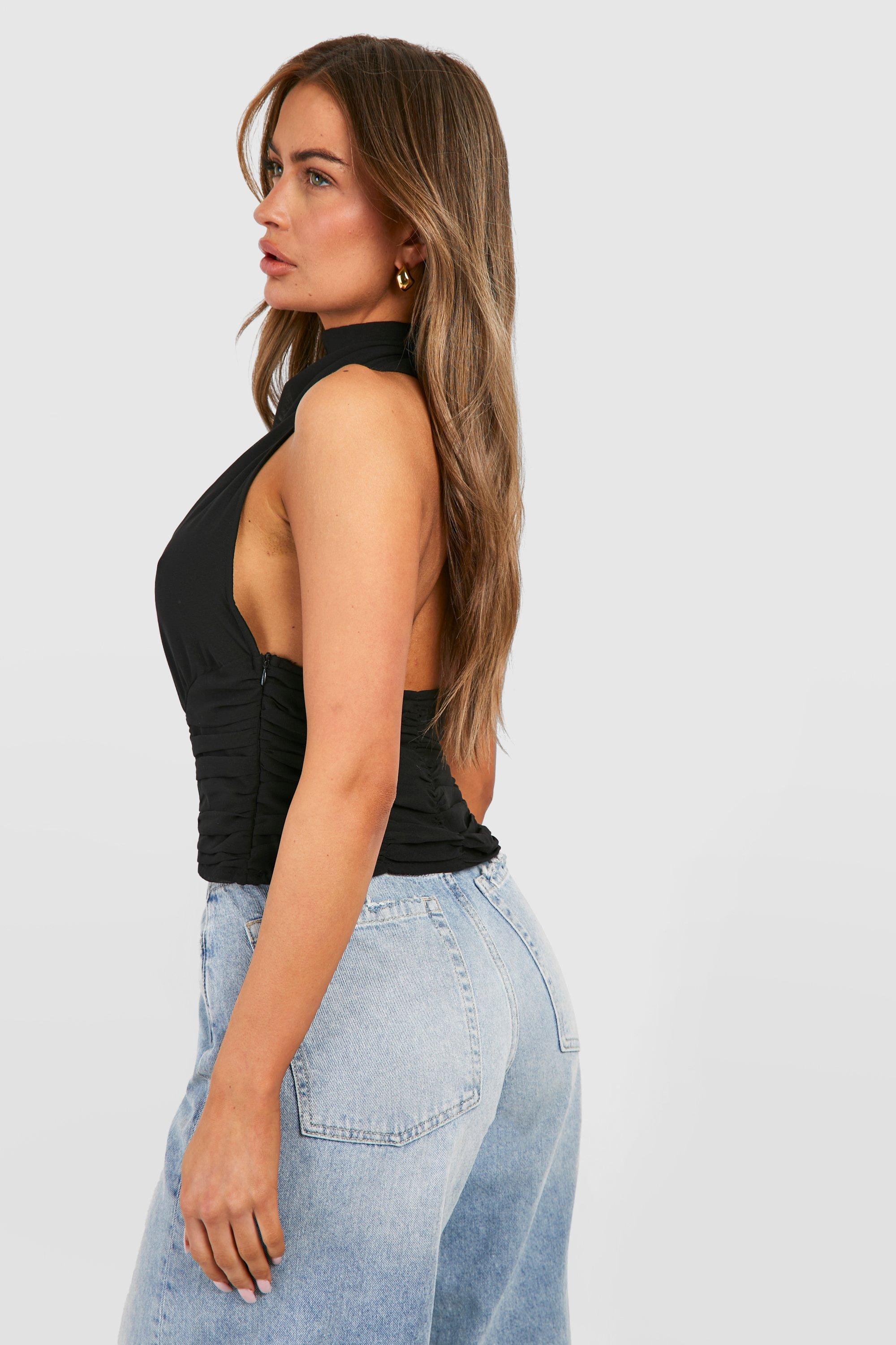 Chiffon halter neck top on sale