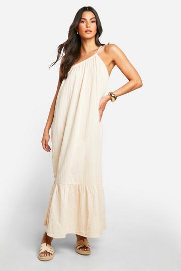 Cheesecloth Ruffle Hem Maxi Dress stone