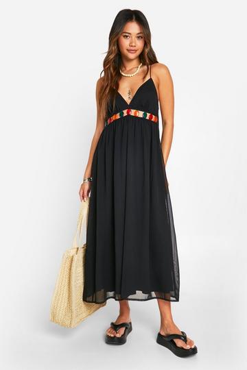 Chiffon Beaded Midi black