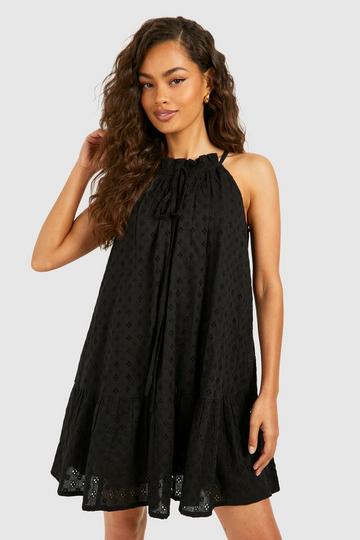 Black Eyelet Mini Dress