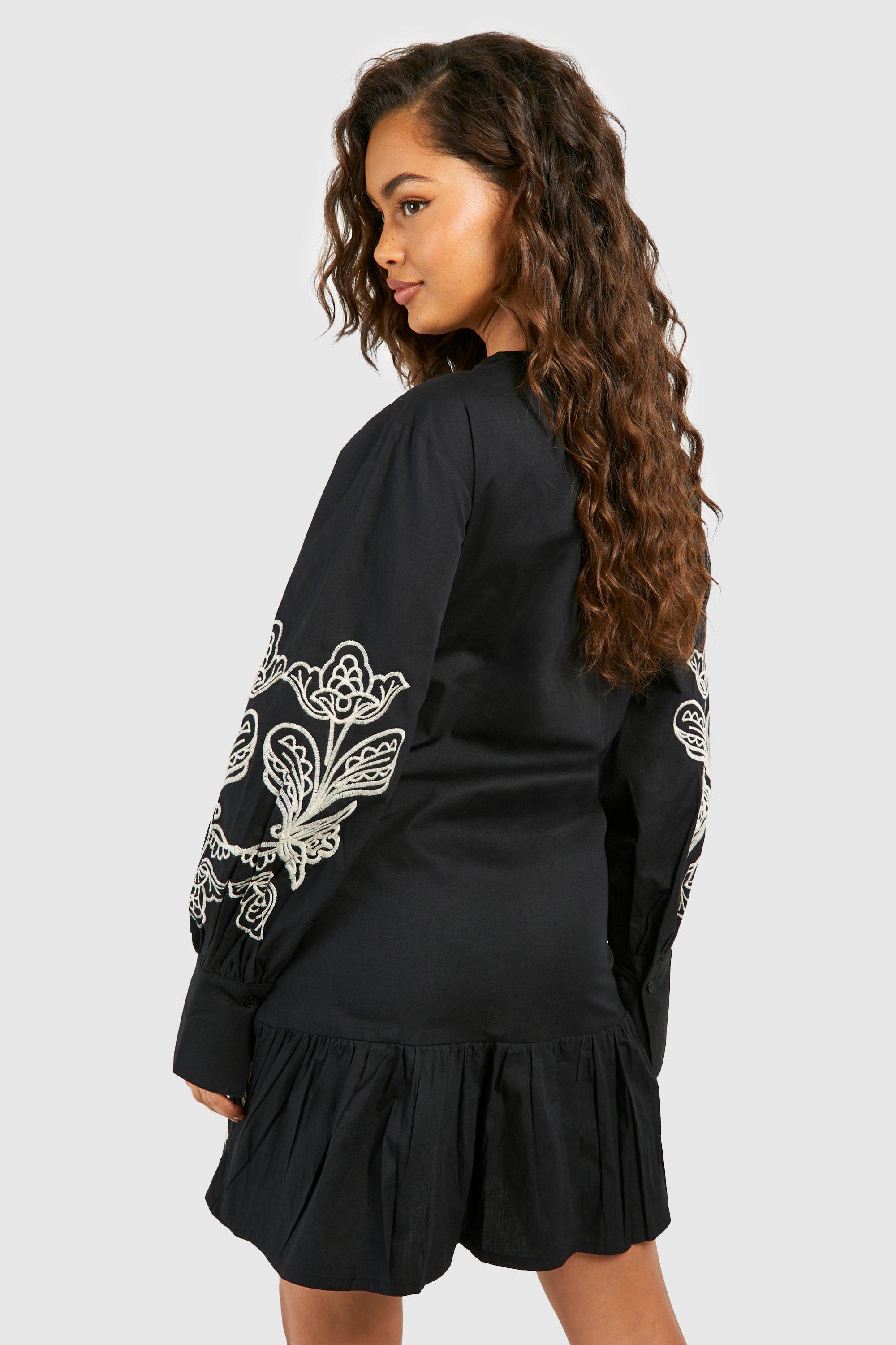 Embroidered Poplin Mini Dress