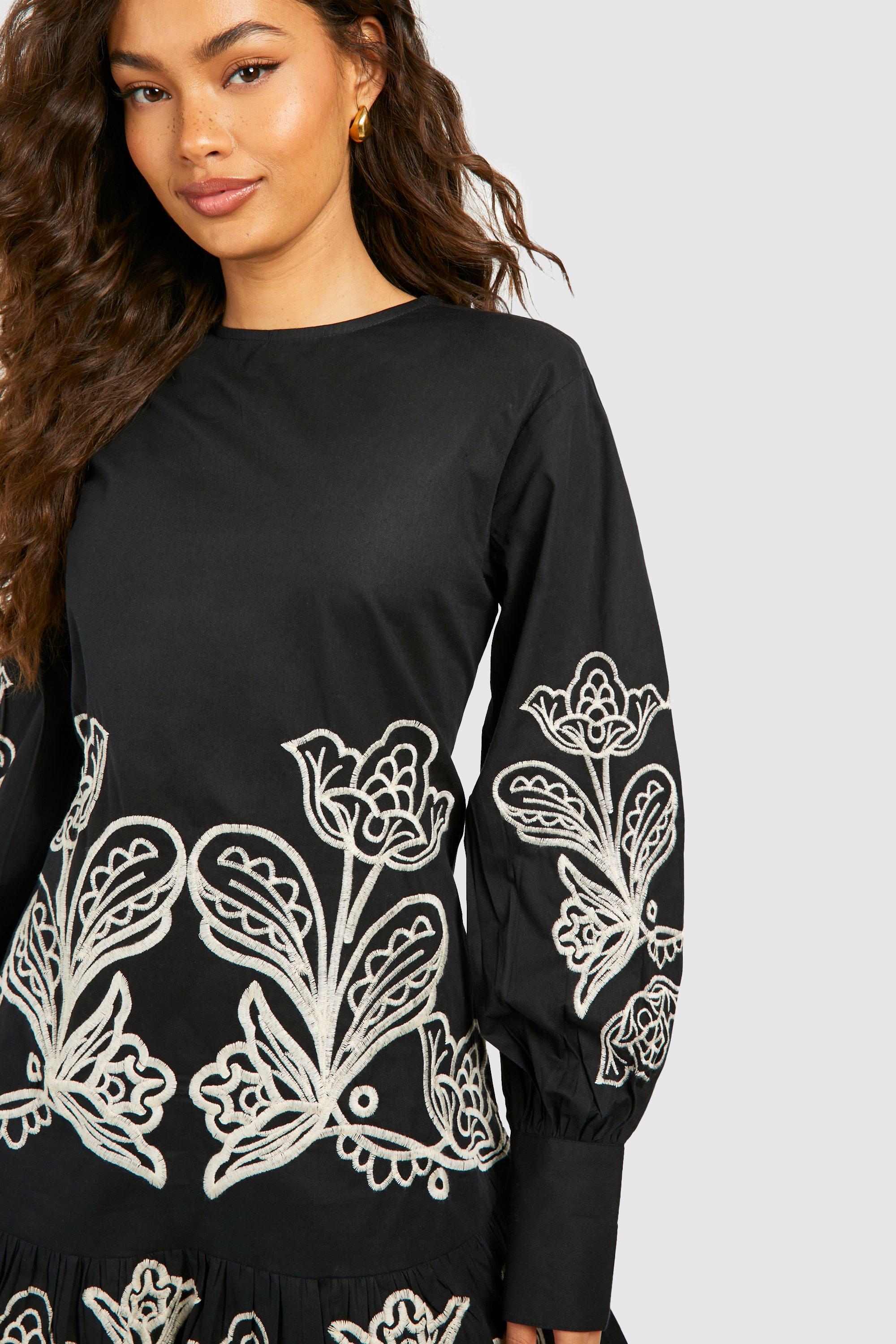 Embroidered Poplin Mini Dress