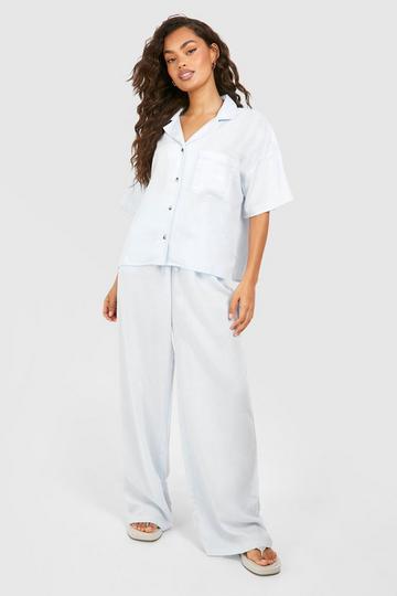 Linen Drawstring Pants blue