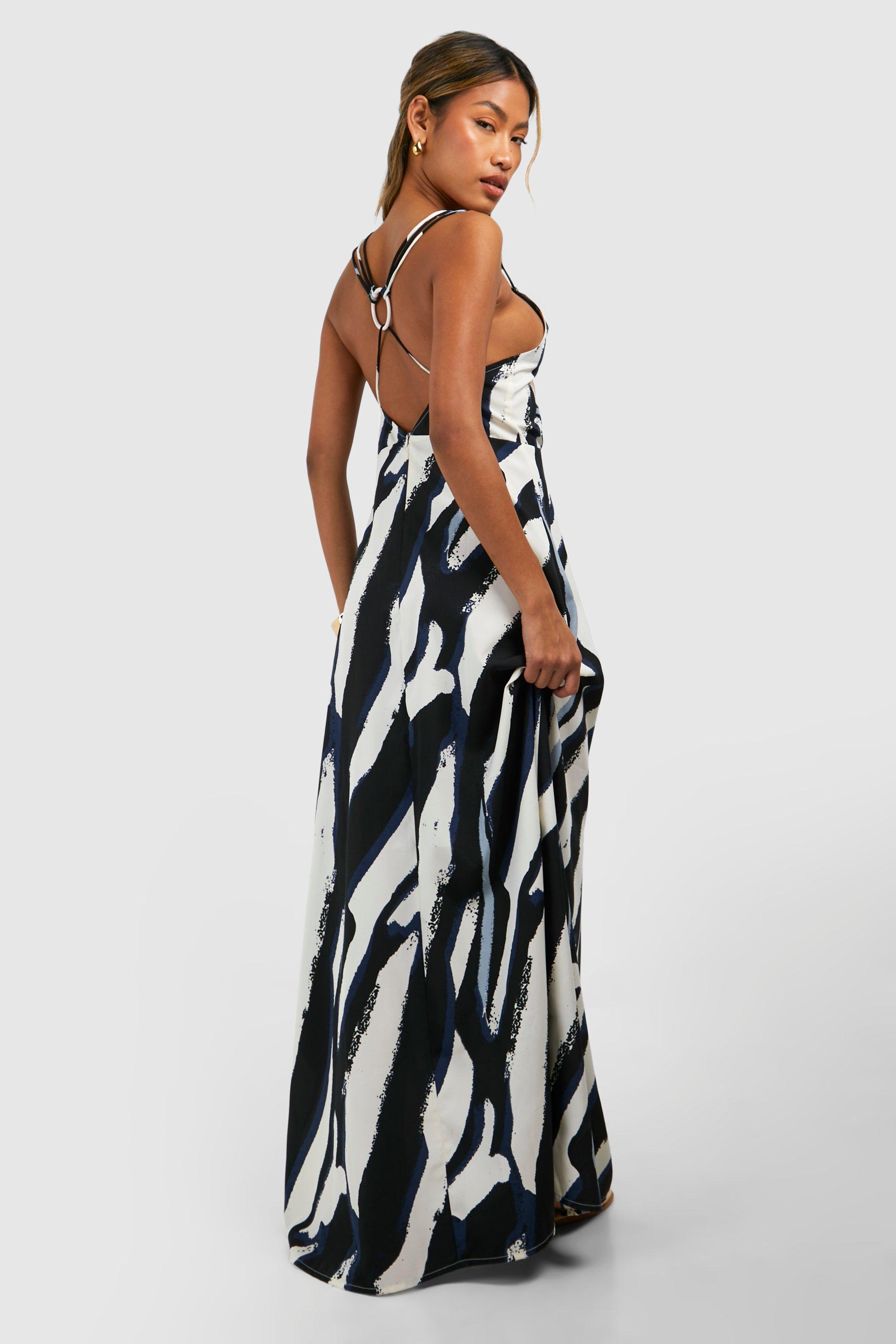 Zebra Ring Detail Maxi Dress | boohoo