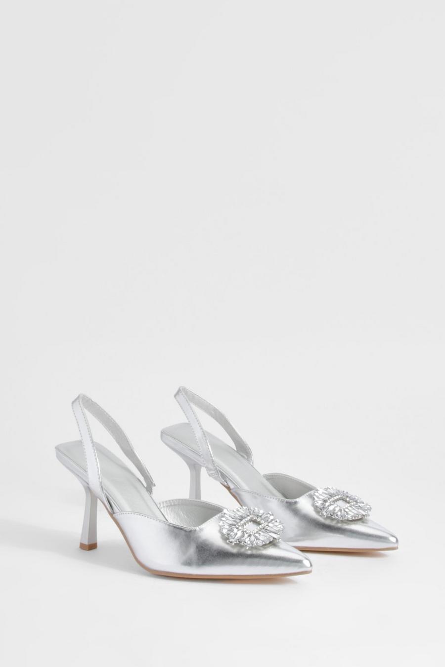 Silver Embellished Court Shoes  image number 1