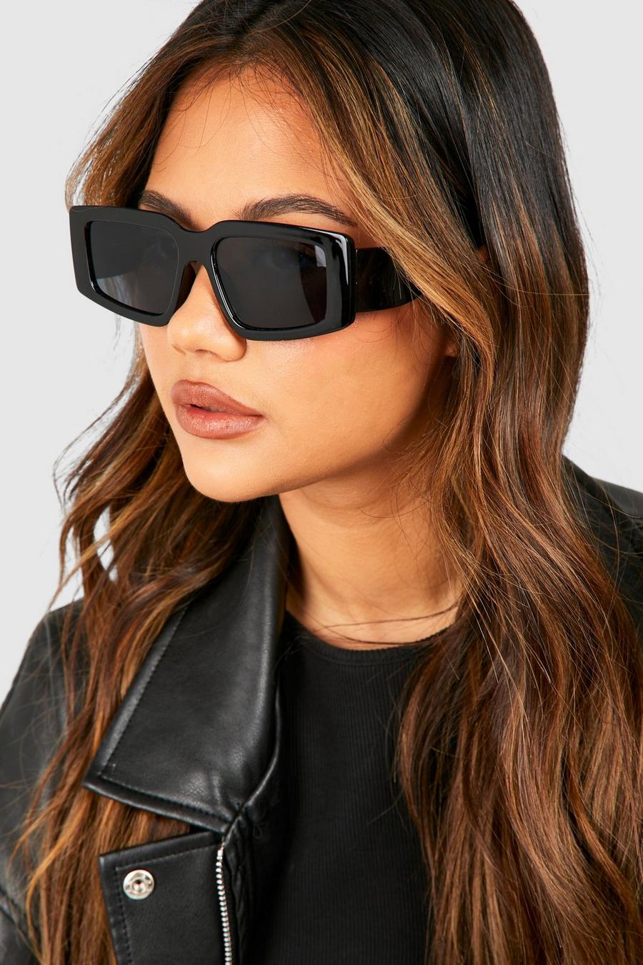 Black Fyrkantiga solglasögon med färgade glas