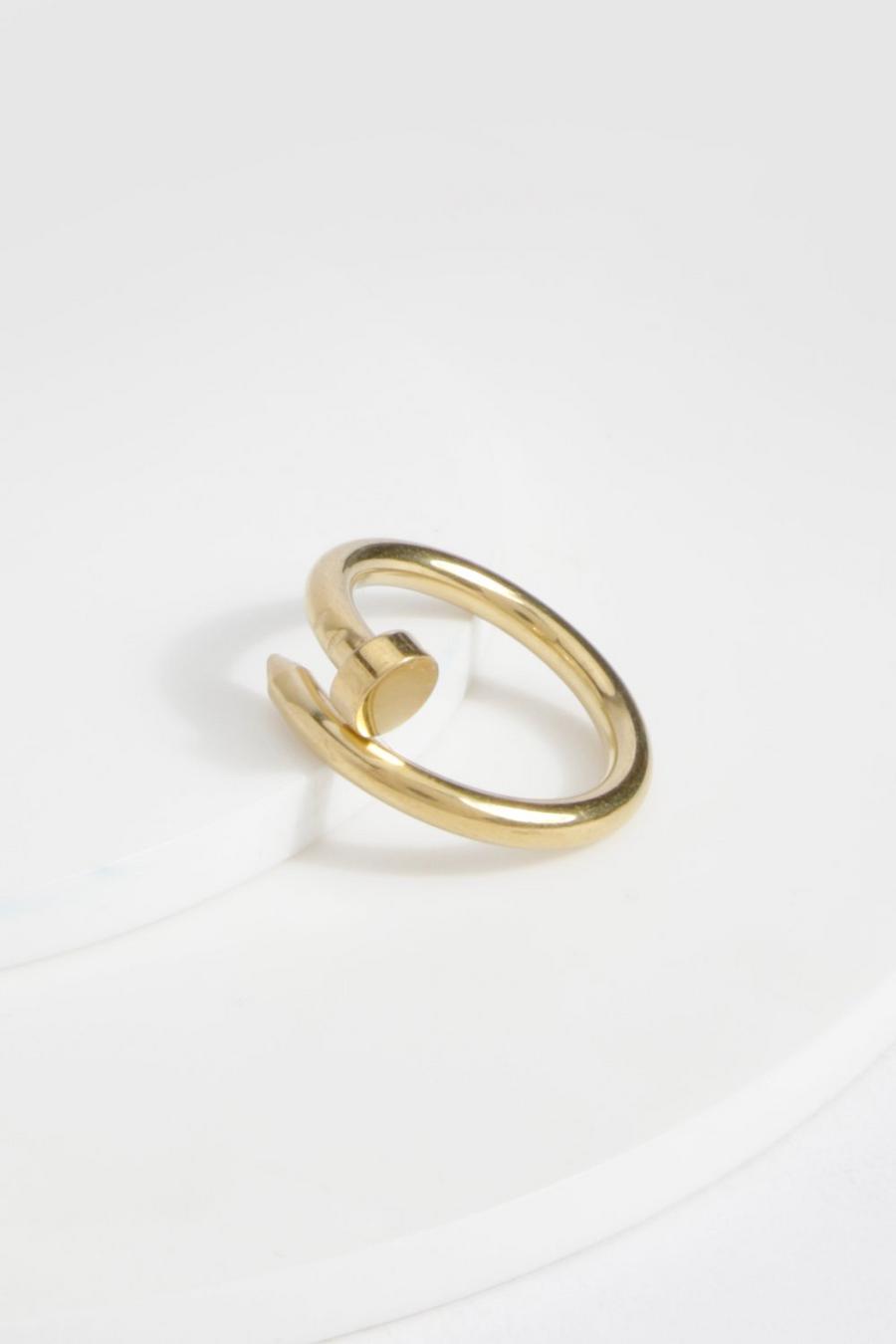 Gold Waterbestendige Ring Met Schroef Detail image number 1