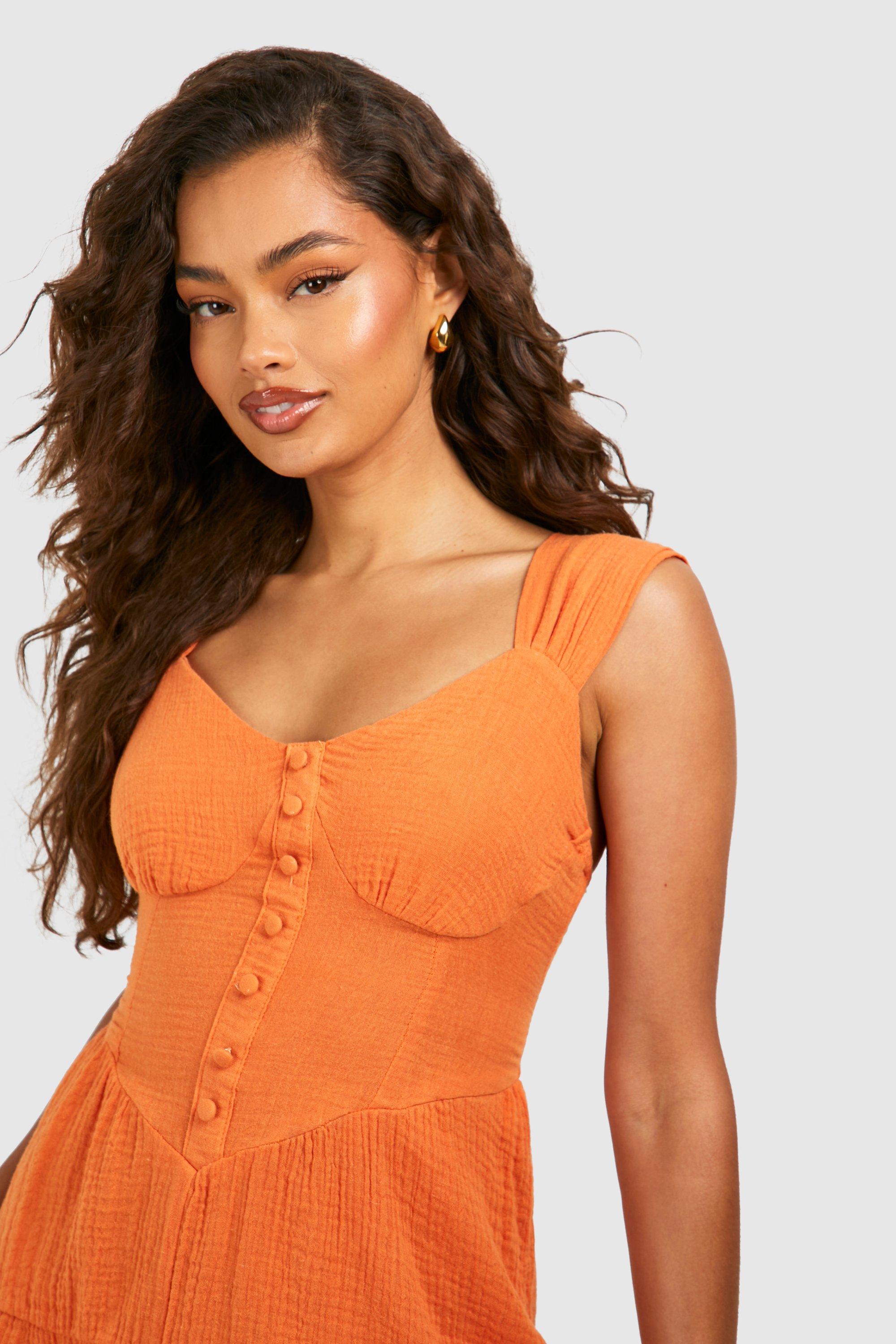 Orange 2024 milkmaid dress