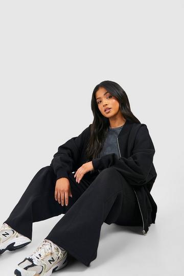 Petite Zip Through Bomber Straight Leg Tracksuit black