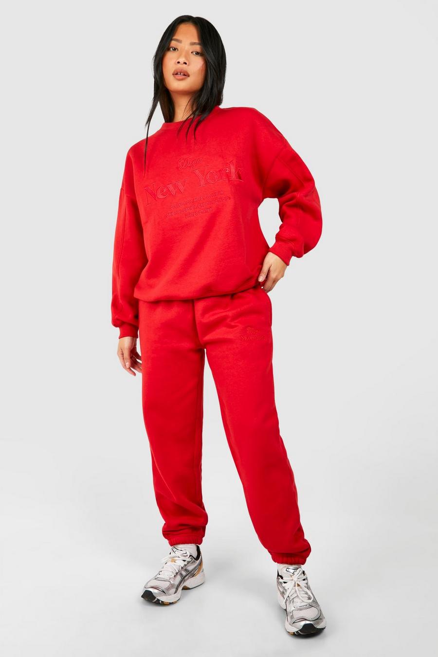 Red Petite New York Embroidered Tracksuit image number 1