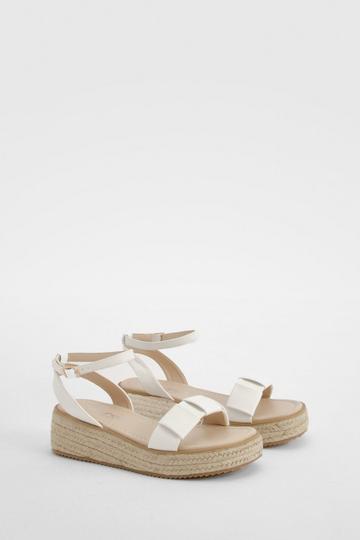 Wide Width Pleated Strap Flatforms white