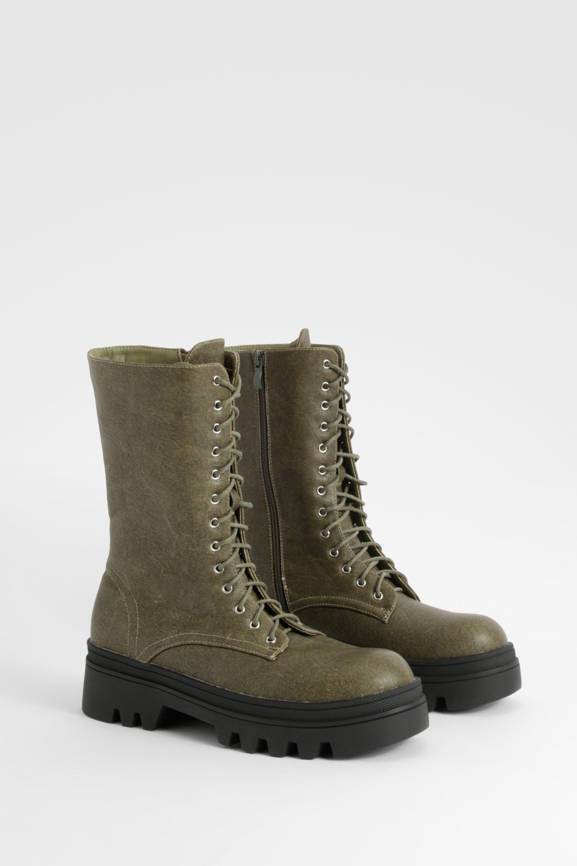 Washed Pu Hiker Boots boohoo DK