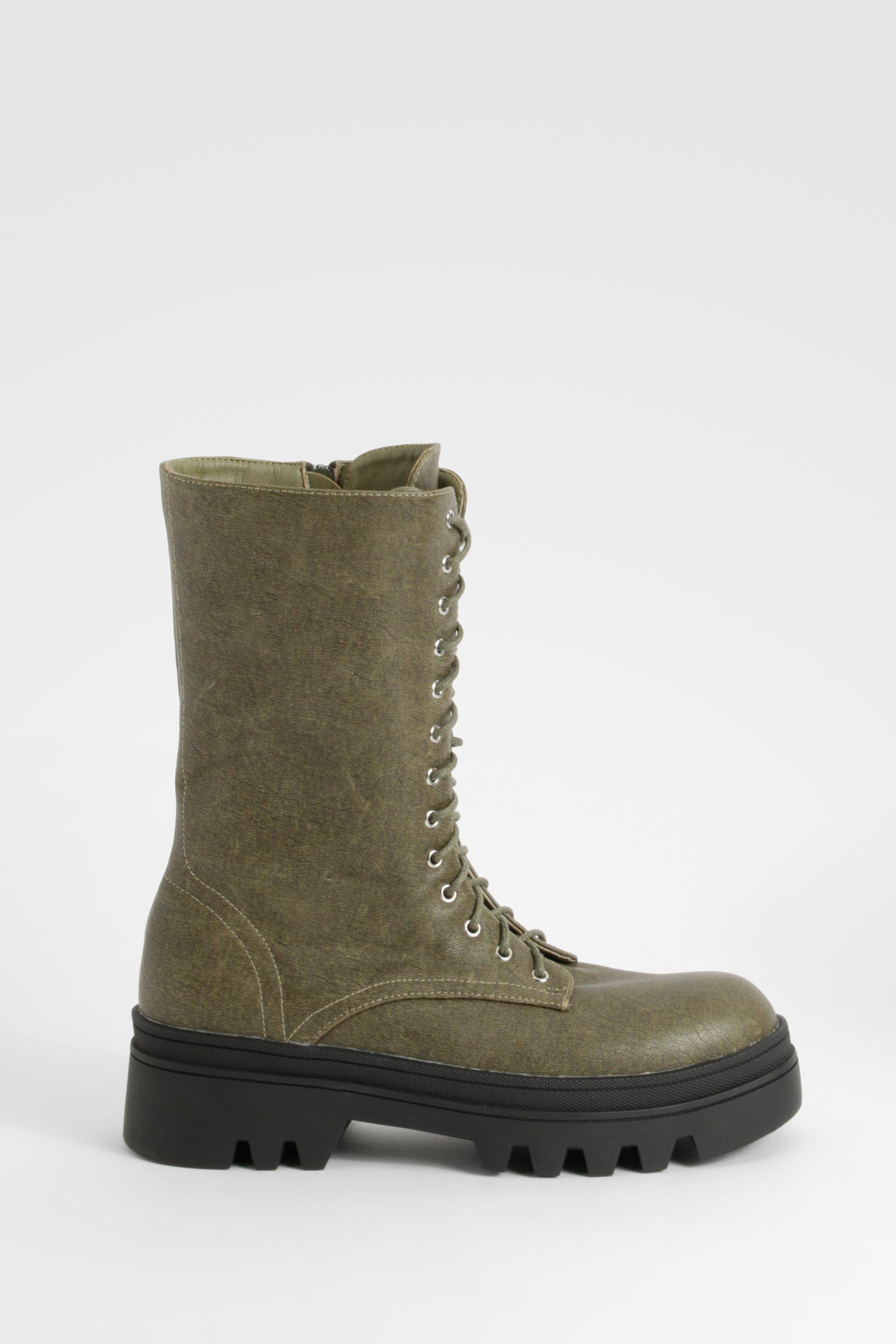 Washed Pu Hiker Boots boohoo DK