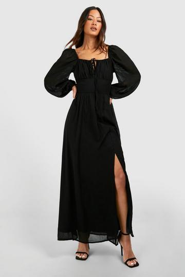 Black Tall Chiffon Milkmaid Maxi Dress