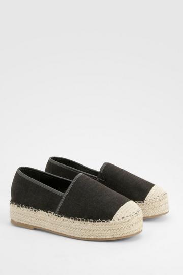 Black Closed Toe Platform Espadrilles