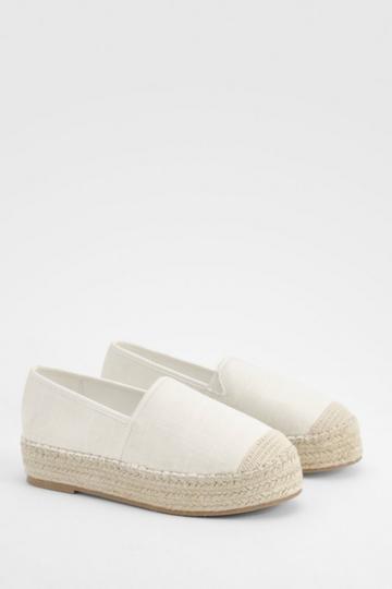 Cream White Closed Toe Platform Espadrilles