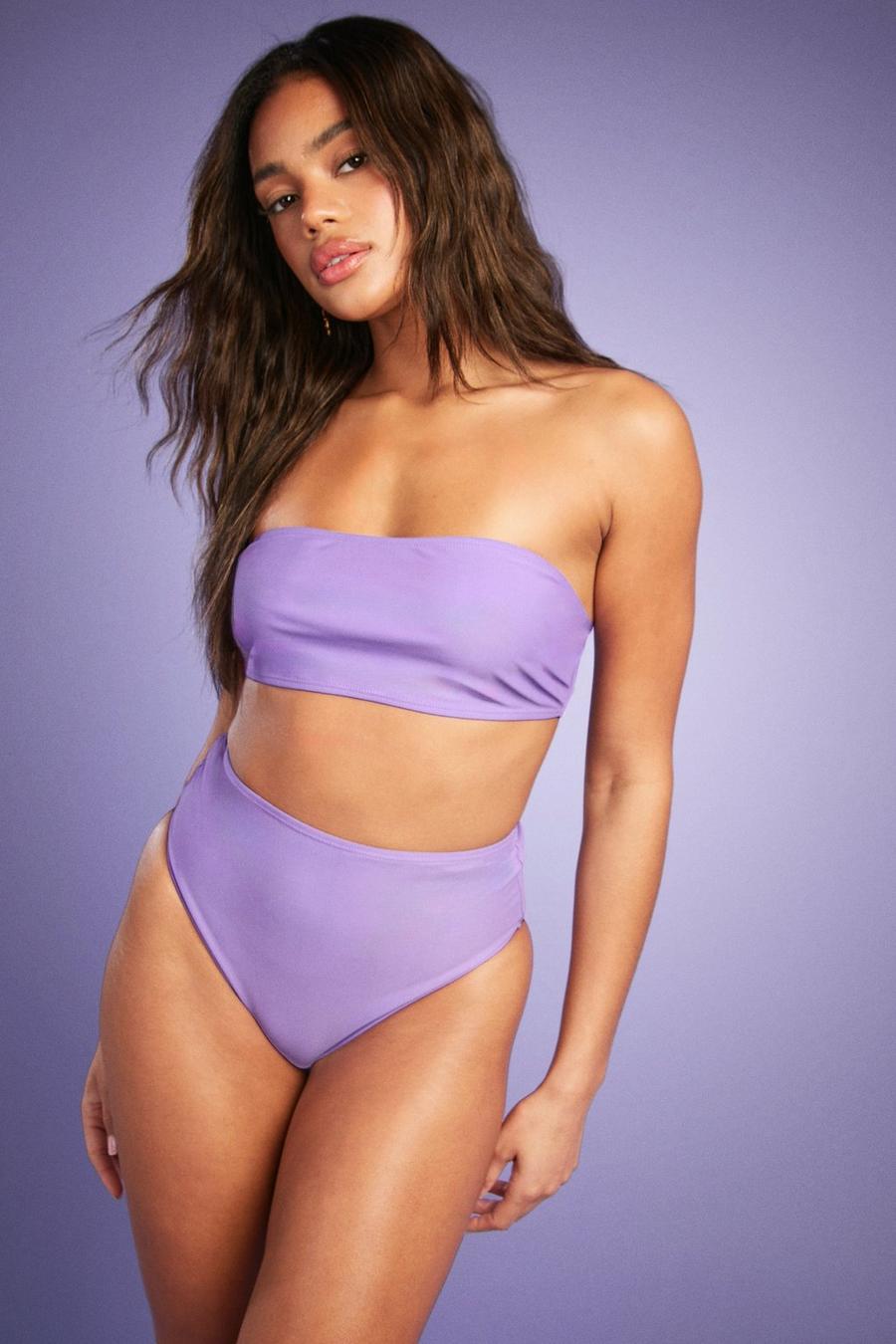 Mix & Match Bikinihose mit hohem Bund, Lilac image number 1