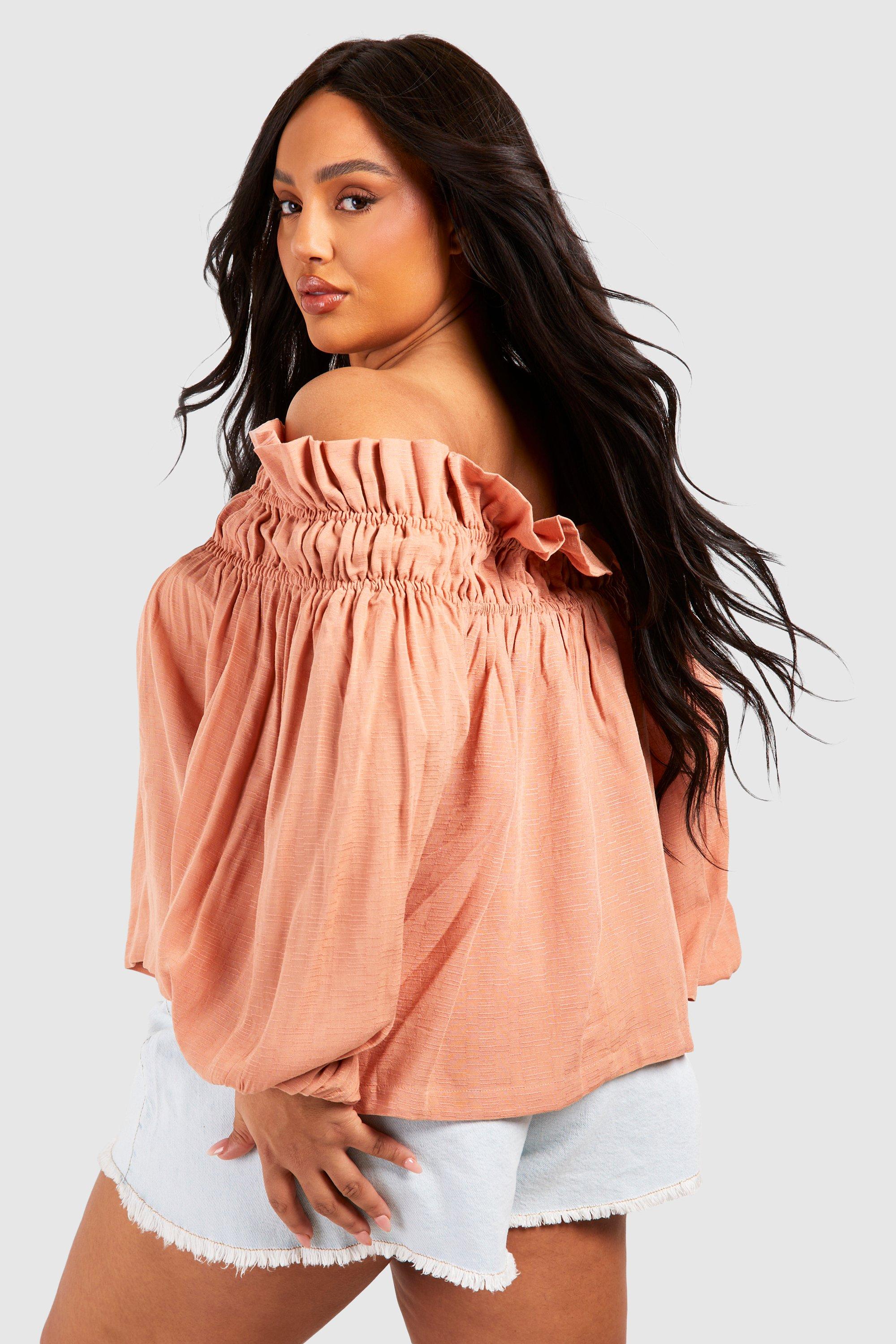 Off shoulder smock top sale