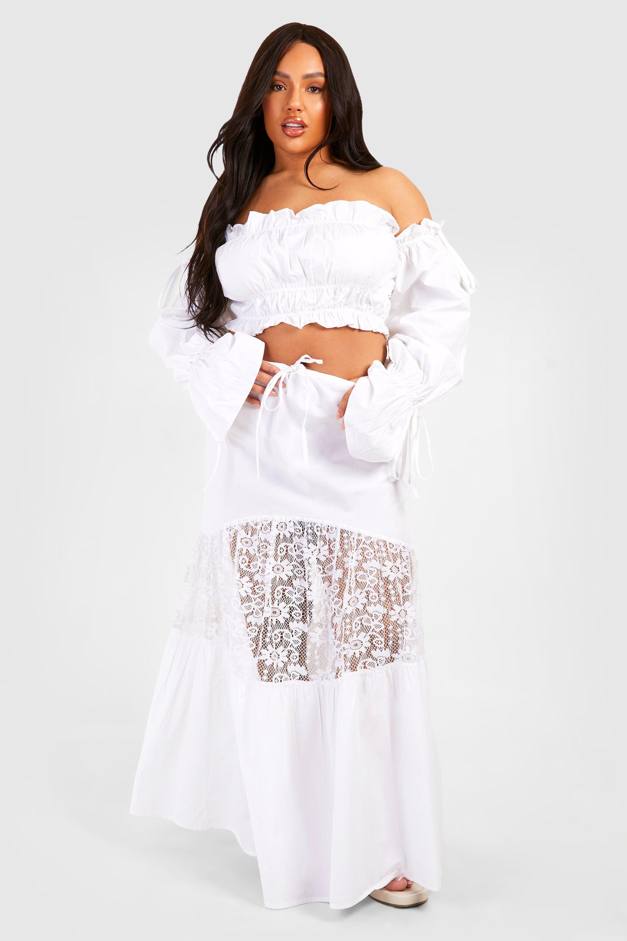 Plus size lace maxi hot sale skirt