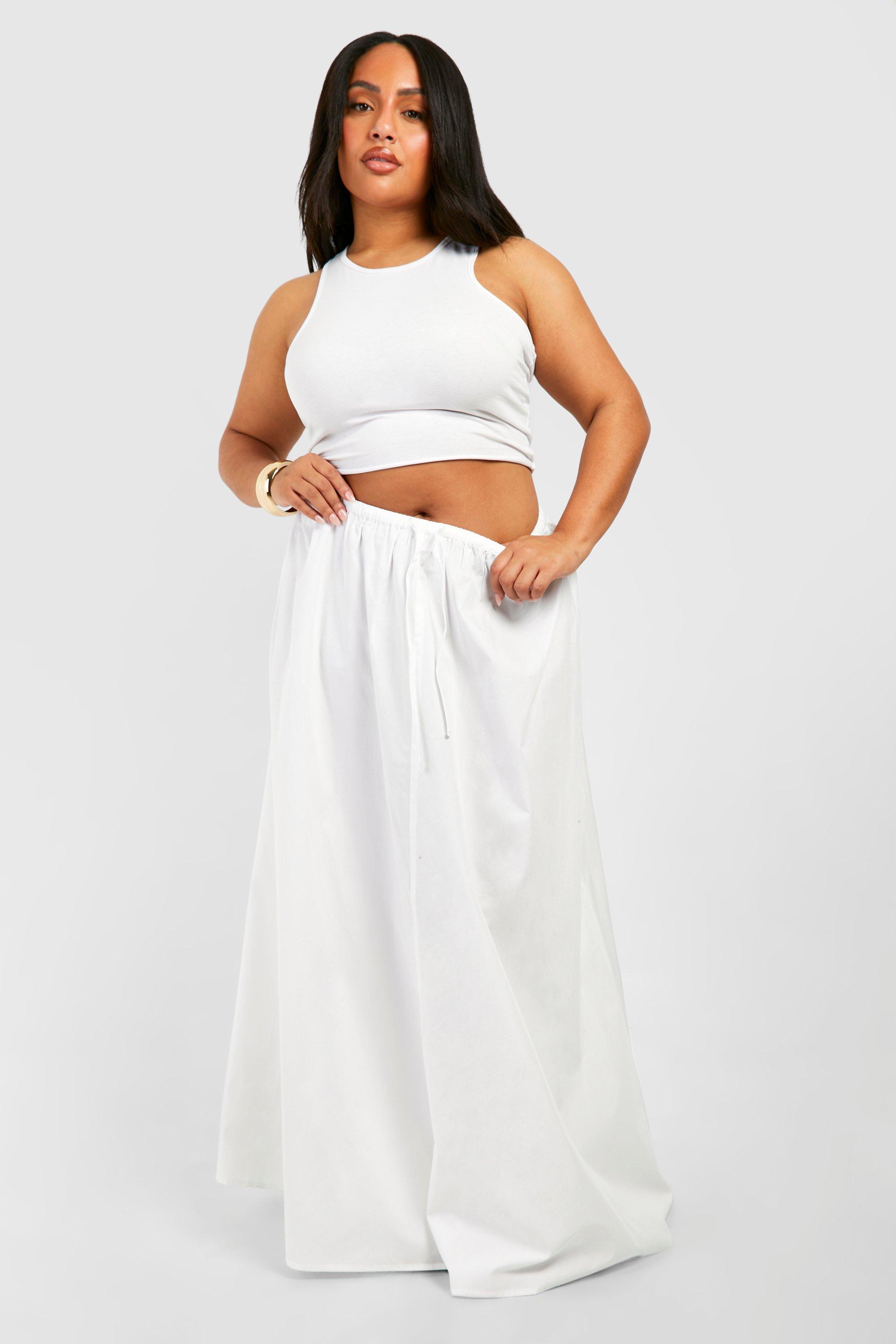 Plus Woven Lace Trim Maxi Skirt