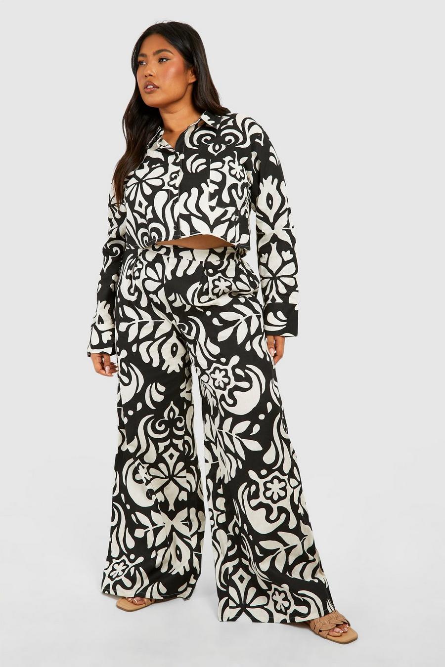 Mono Plus Abstract Print Long Sleeve Shirt & Pants Two-Piece image number 1