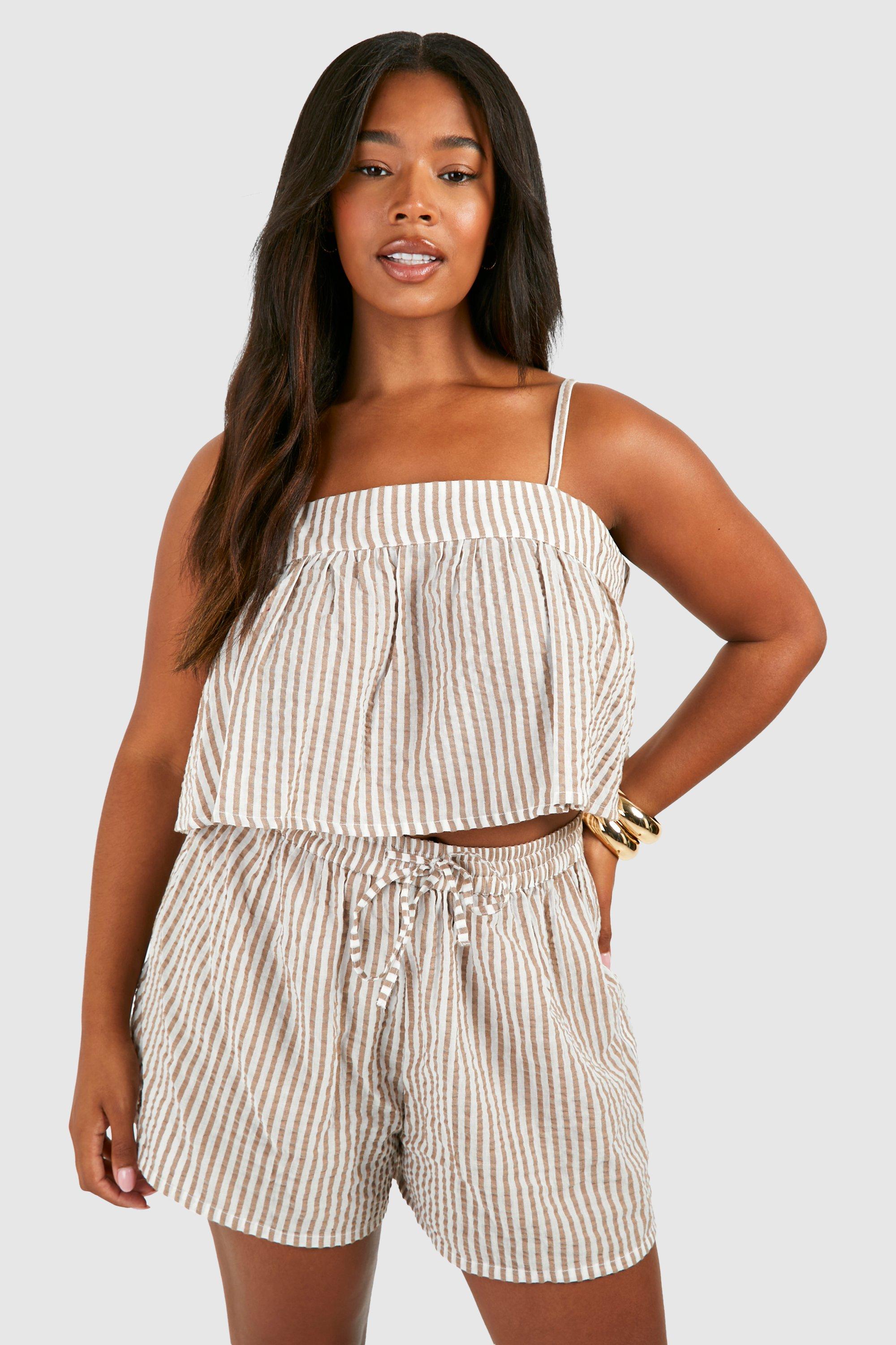 Boohoo stripe cami jumpsuit hotsell