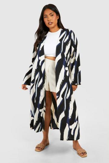 Plus Woven Zebra Print Kimono black