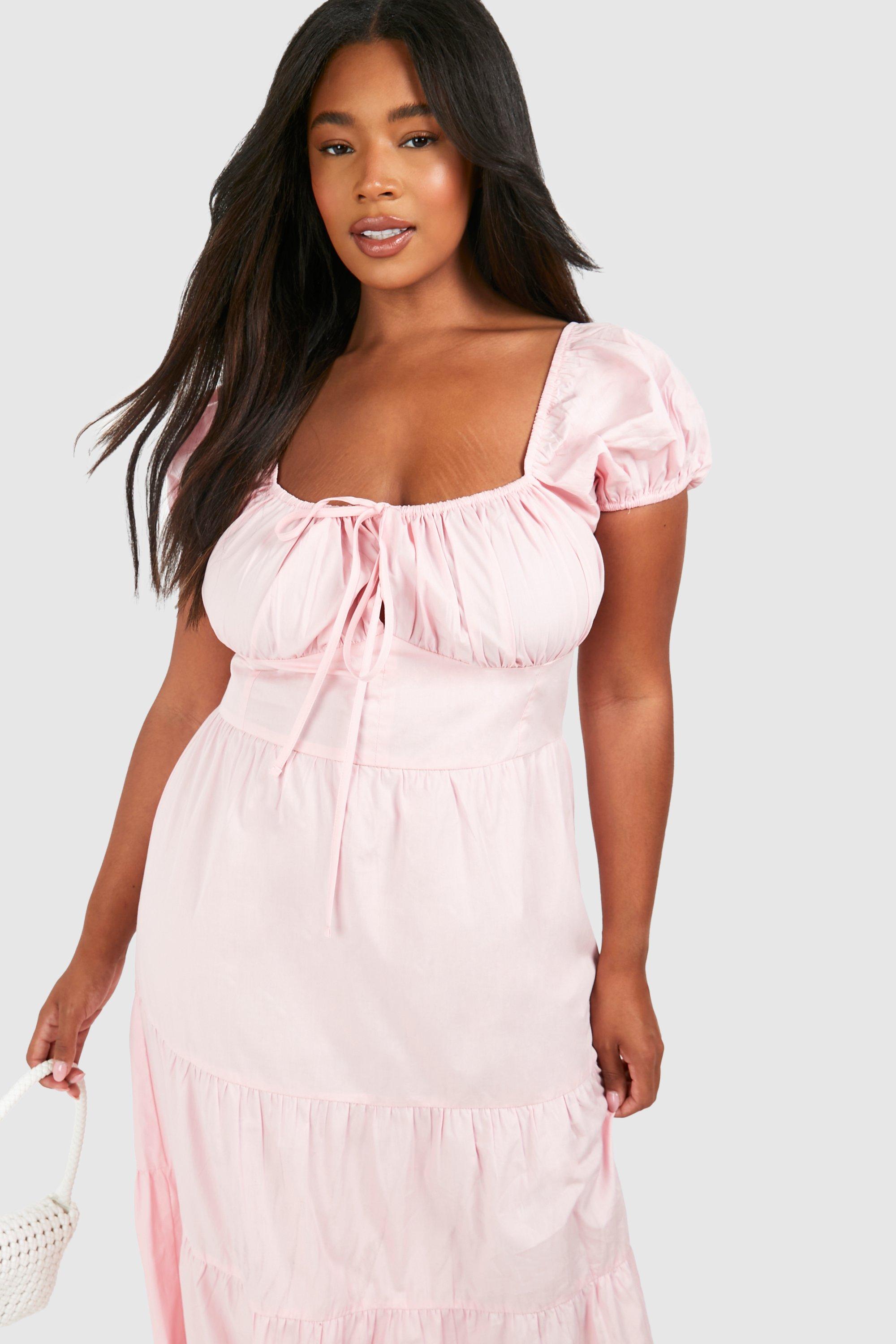 BOMNAL BOUTIQUE ■ Freesia Volume Puff Midi Dress Textured Puff Sleeve Midi Dress | boohoo