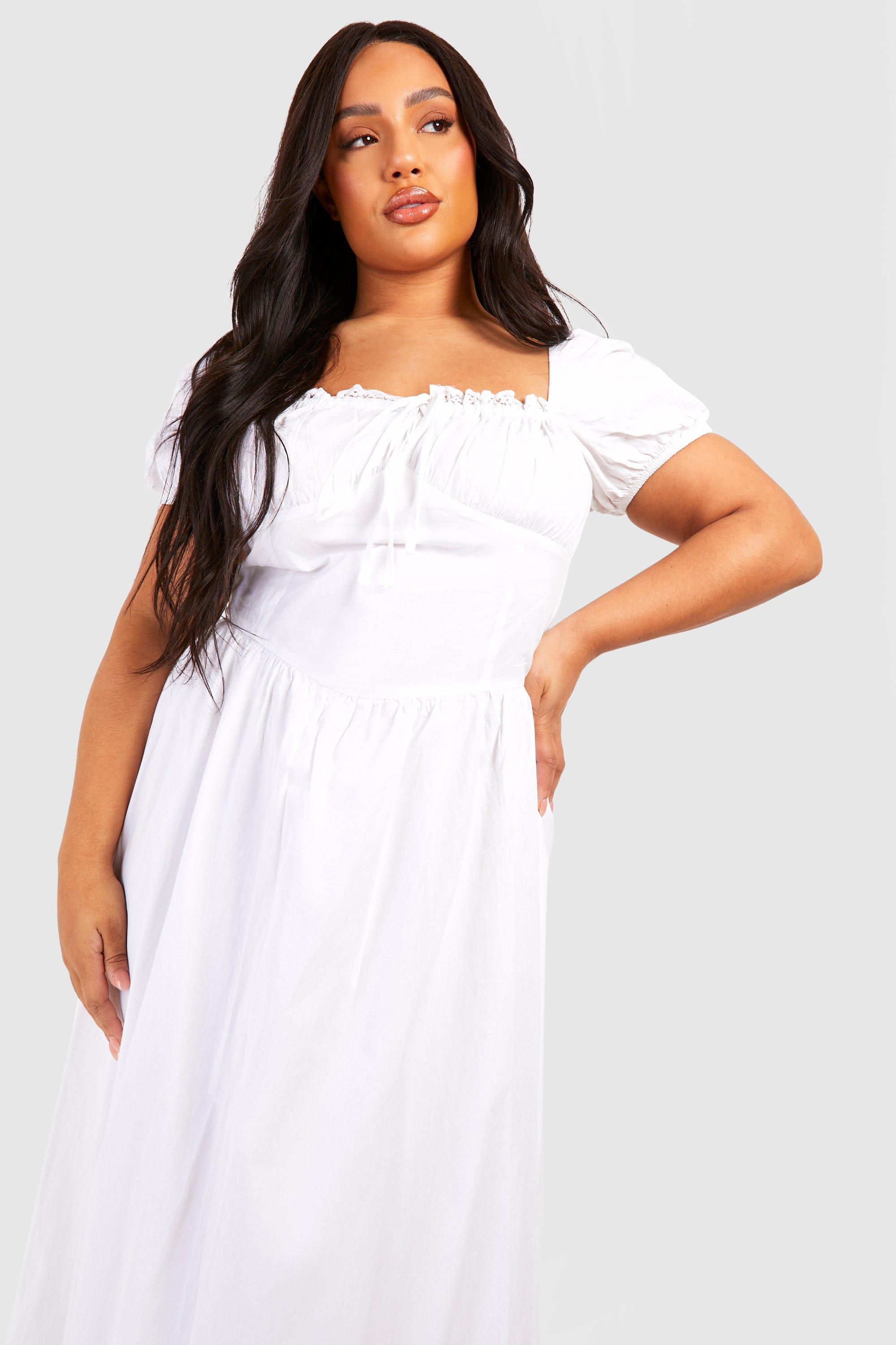 Boohoo plus size white dresses best sale