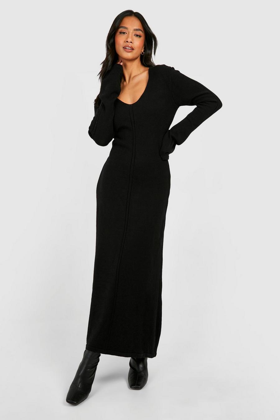 Black Petite Flare Sleeve Midaxi Dress image number 1