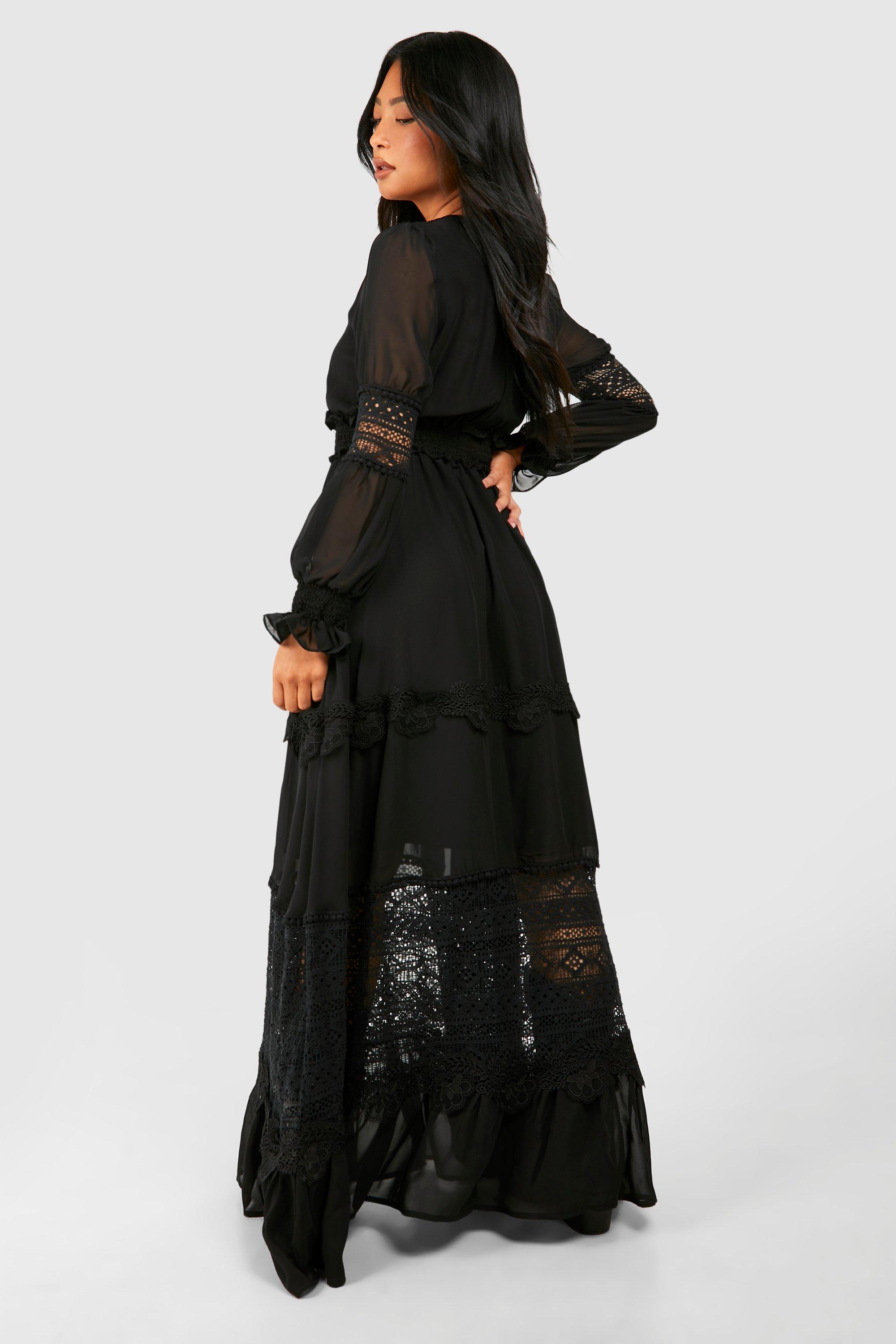 Black lace sale boho maxi dress