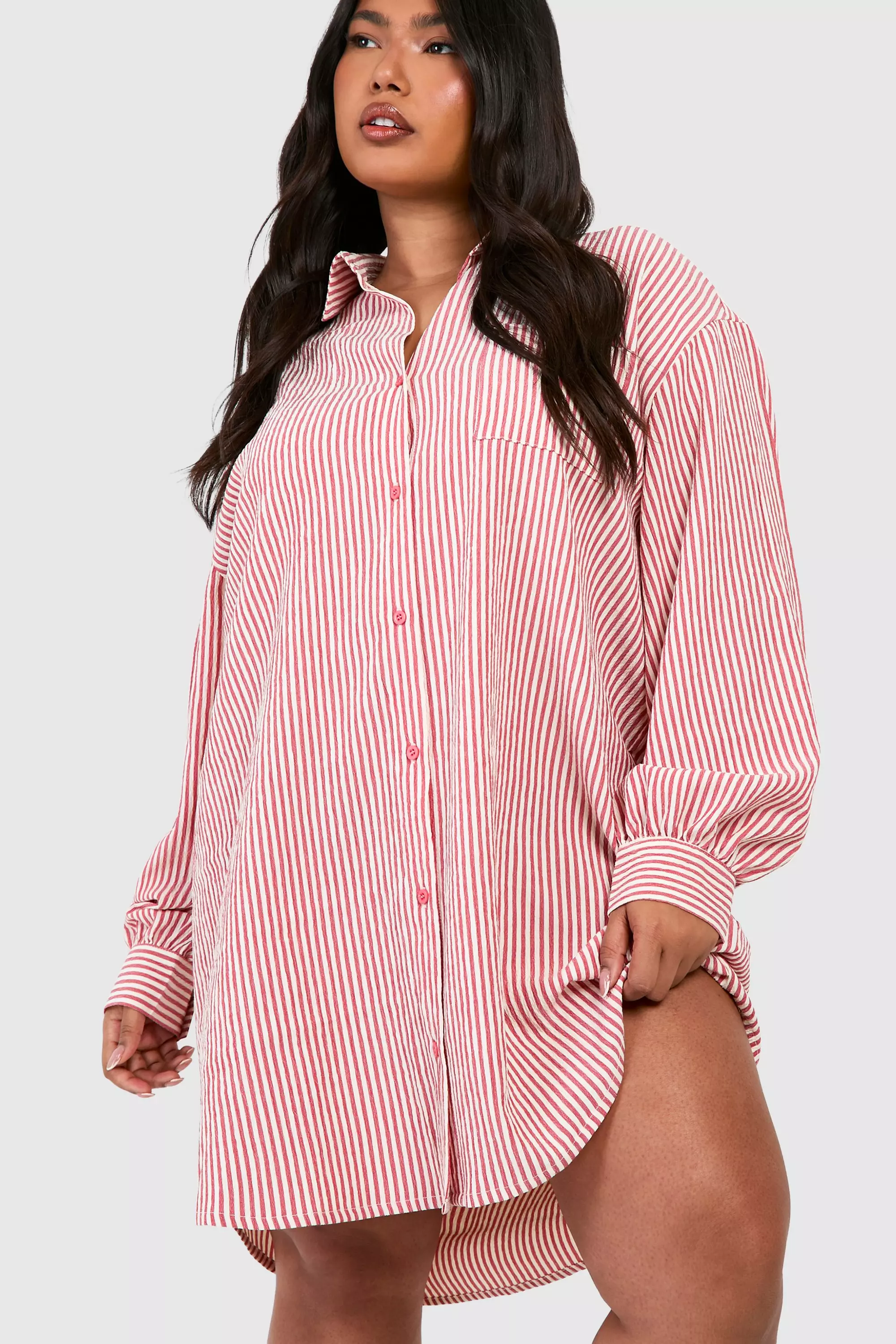 Pink seersucker dress womens sale