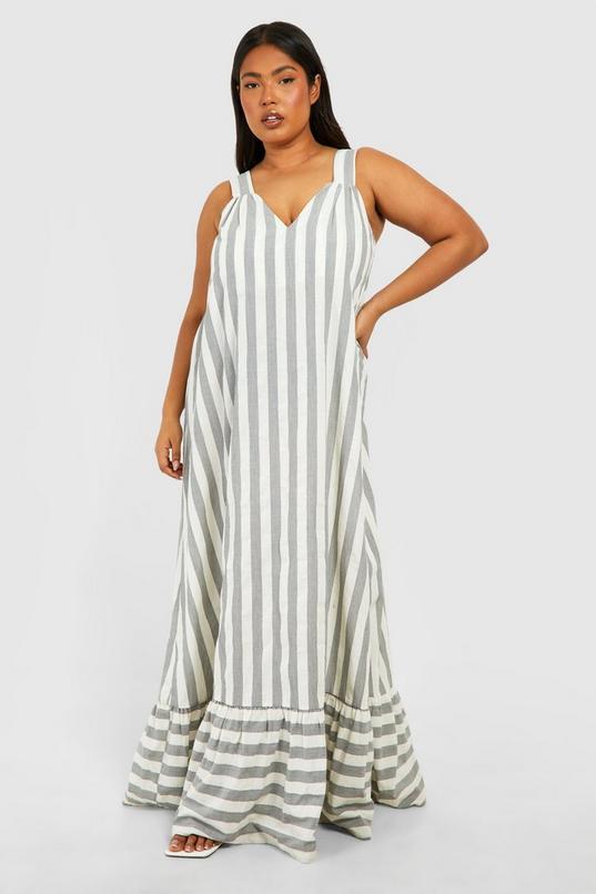 boohoo Plus Wide Stripe Trapeze Maxi Dress Sale