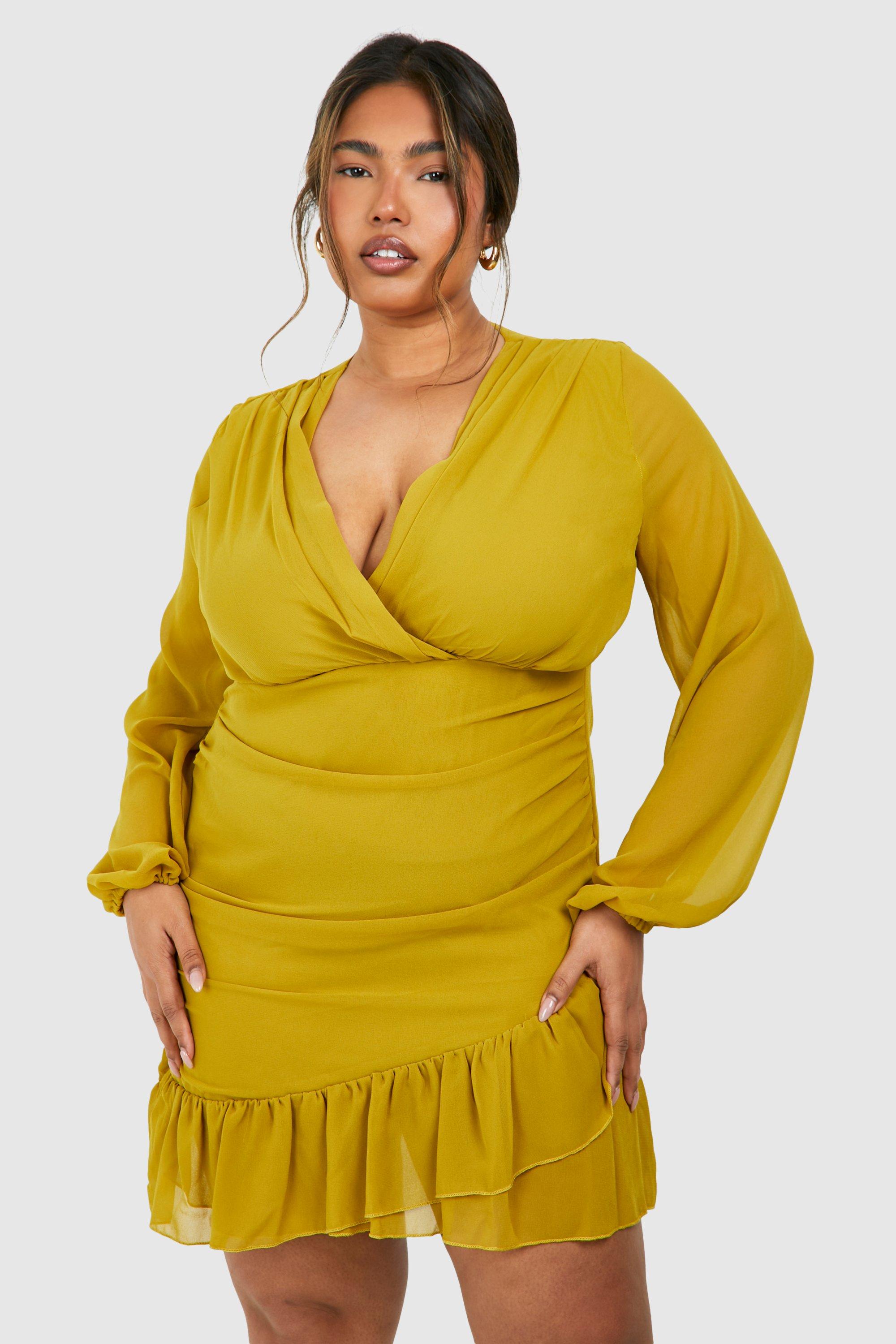 Chiffon shirt dress plus size best sale