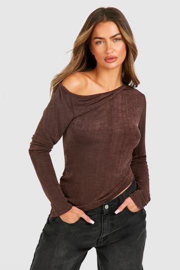 Asymmetric Acetate Slinky Top chocolate