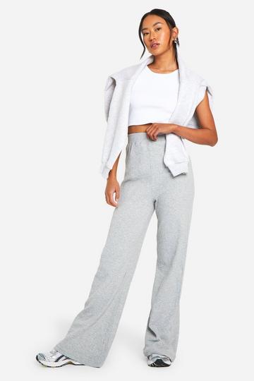 Cotton Rib Wide Leg Trouser grey marl