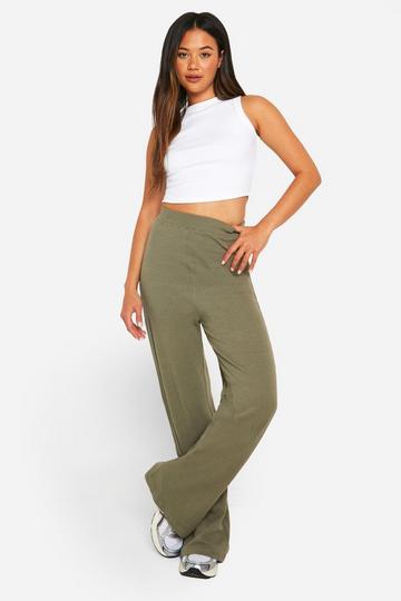 Cotton Rib Wide Leg Trouser khaki