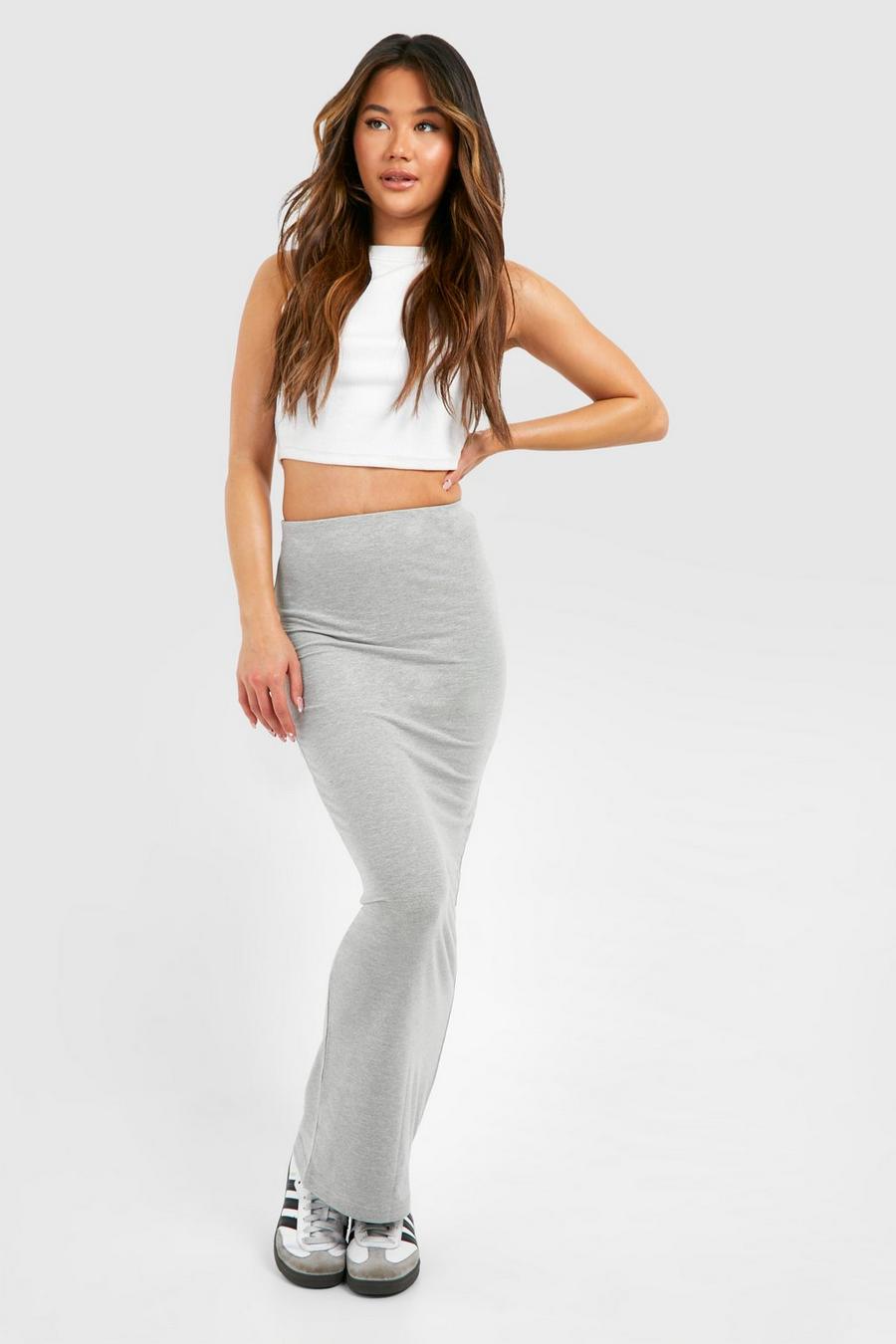 Grey marl Cotton Jersey Maxi Skirt image number 1