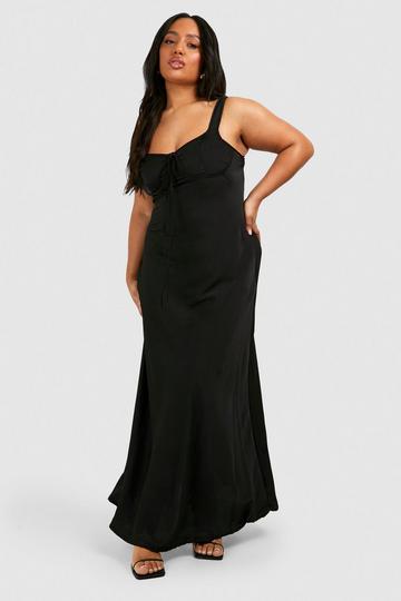 Black Plus Satin Slip Midi Dress