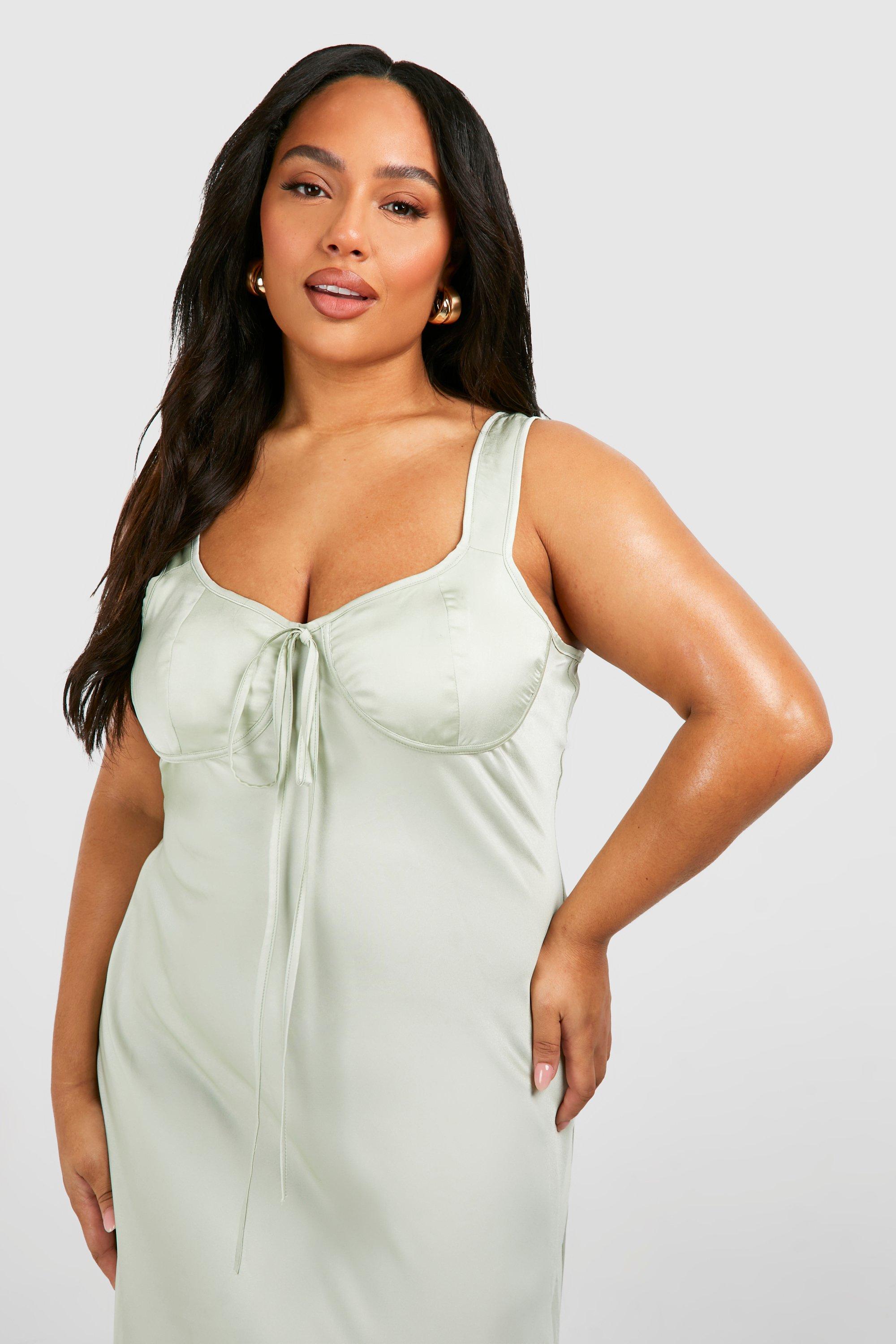 Plus satin slip store dress